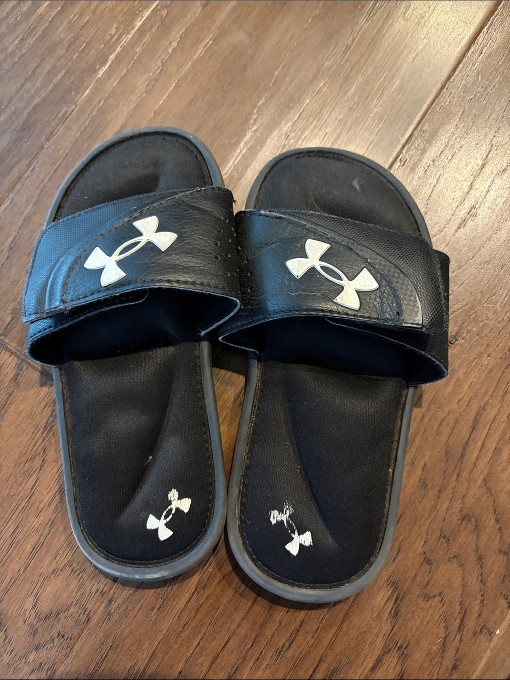 Under Armour Black Kids Slide Sandals with White Logo
